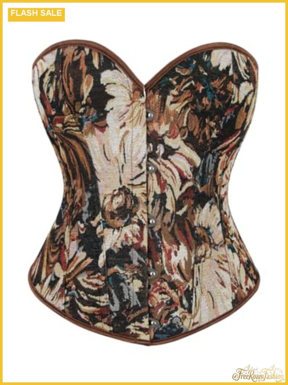 Vintage Corset Top Steel Boned Lace-Up Strapless Bustier Shapewear
